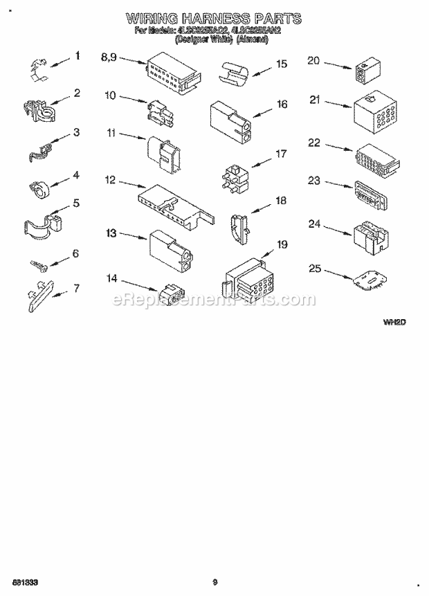 Whirlpool 4LSC9255AN2 Washer Wiring Harness Diagram