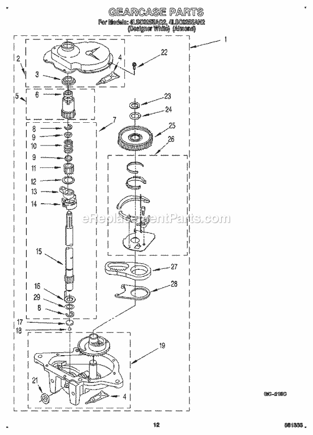 Whirlpool 4LSC9255AN2 Washer Gearcase Diagram