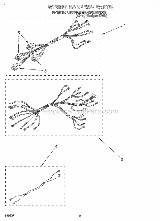 Whirlpool 4RF315PXDQ0 Freestanding Electric Range Wiring Harness, Optional Diagram