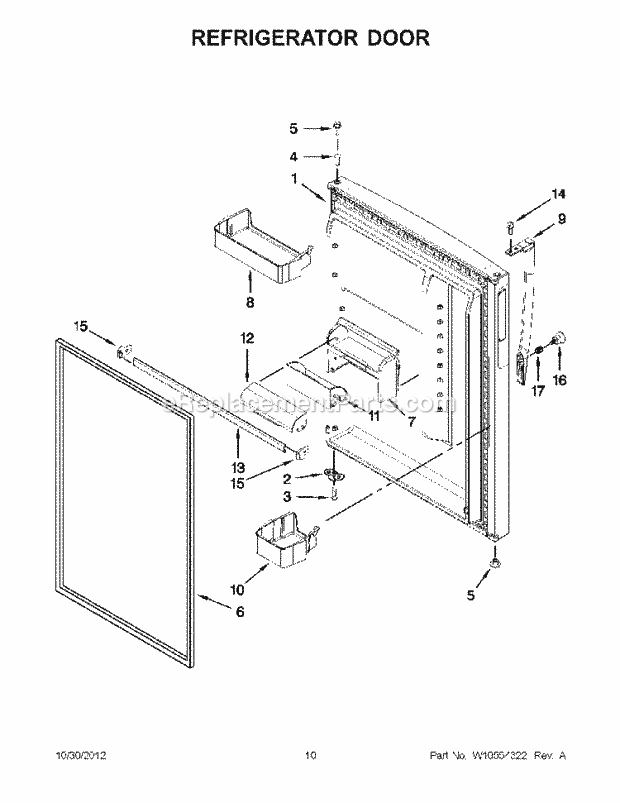 Whirlpool 5VWT59SFYW00 Refrigerator Refrigerator Door Diagram