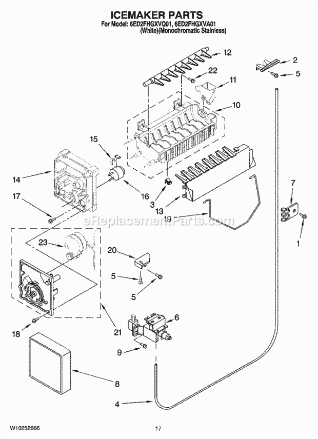 Whirlpool 6ED2FHGXVQ01 Side-By-Side Refrigerator Icemaker Parts Diagram