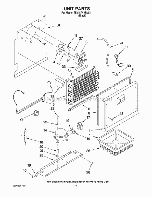 Whirlpool 7EV187NYRV03 Upright Vertical Freezer Unit Parts Diagram