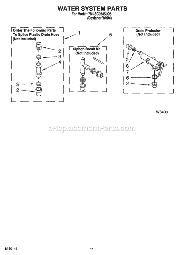 Whirlpool 7MLSC9545JQ6 Residential Washer Water System Parts Diagram