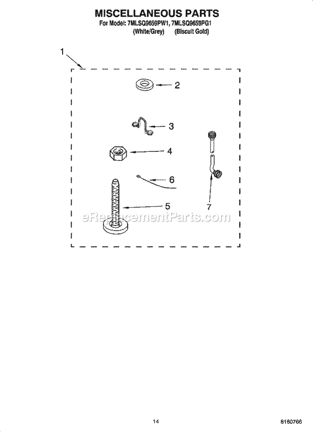 Whirlpool 7MLSQ9659PW1 Residential Washer Miscellaneous Parts, Optional Parts (Not Included) Diagram