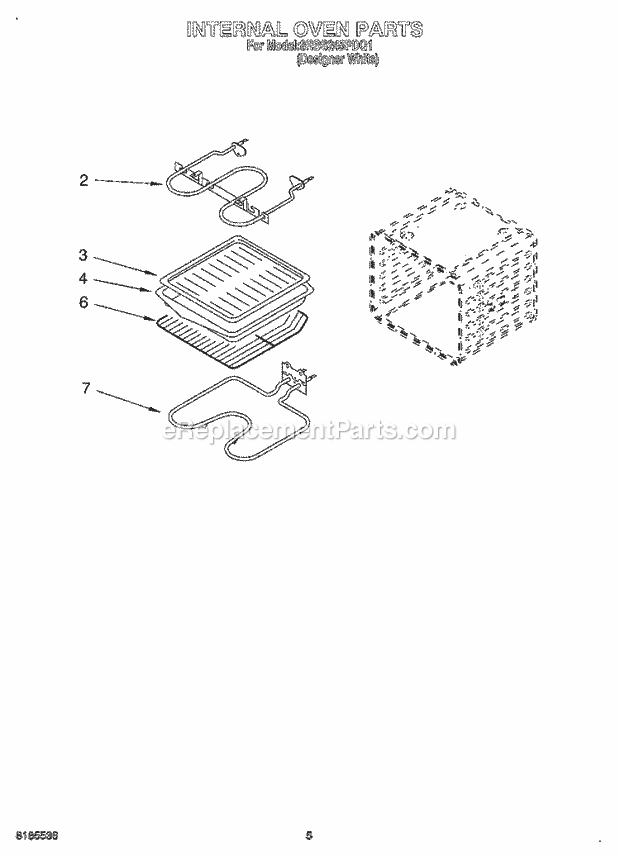 Whirlpool 8RBS245PDQ1 Built-in Electric Oven Internal Oven Diagram