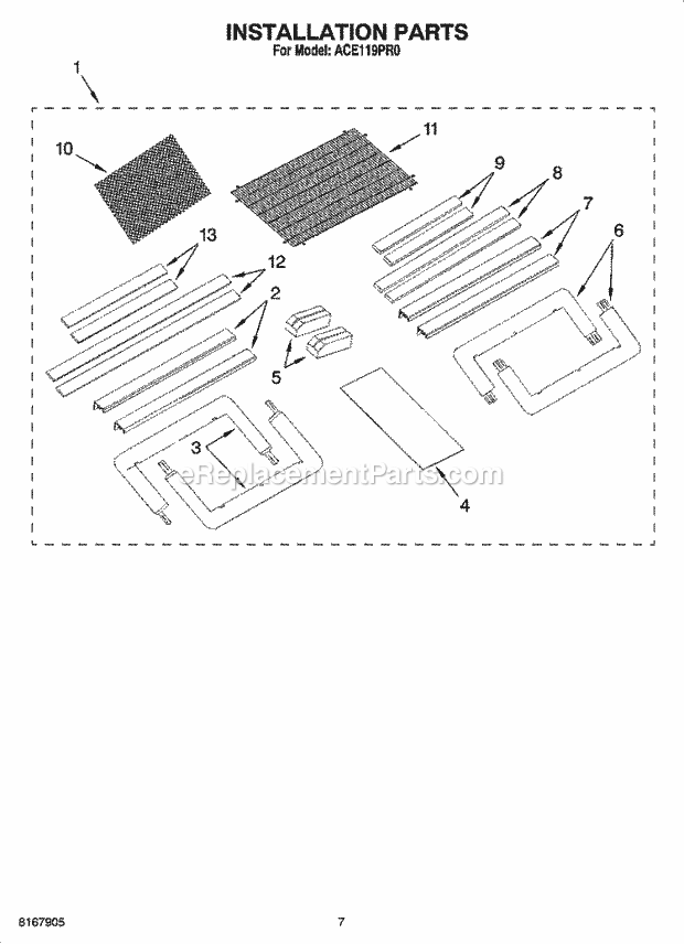 Whirlpool ACE119PR0 Air Conditioner Unit Parts Diagram