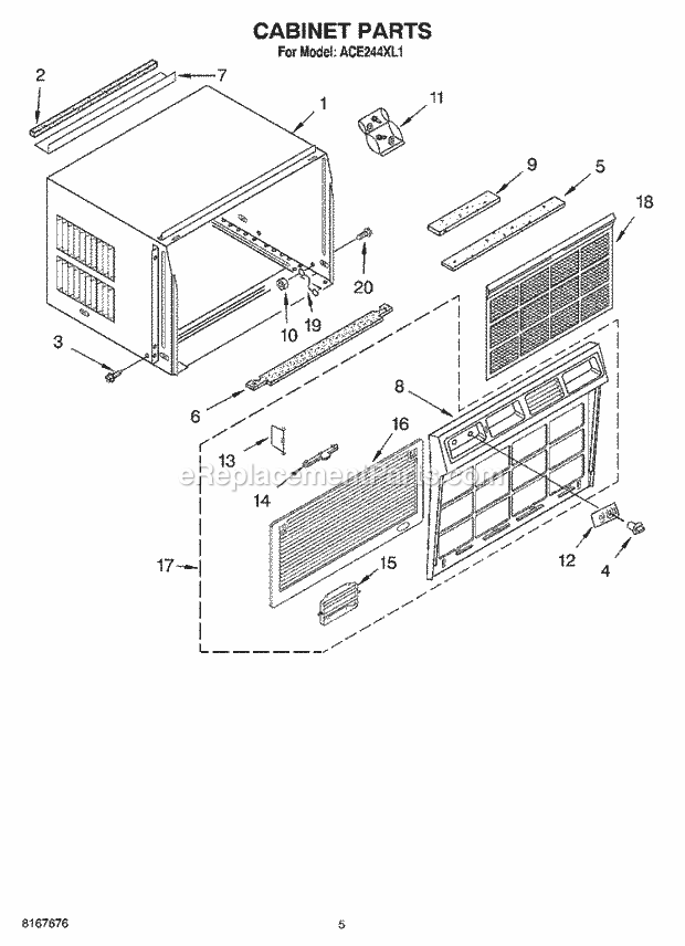 Whirlpool ACE244XL1 Air Conditioner OptionalParts (Not Included) Diagram