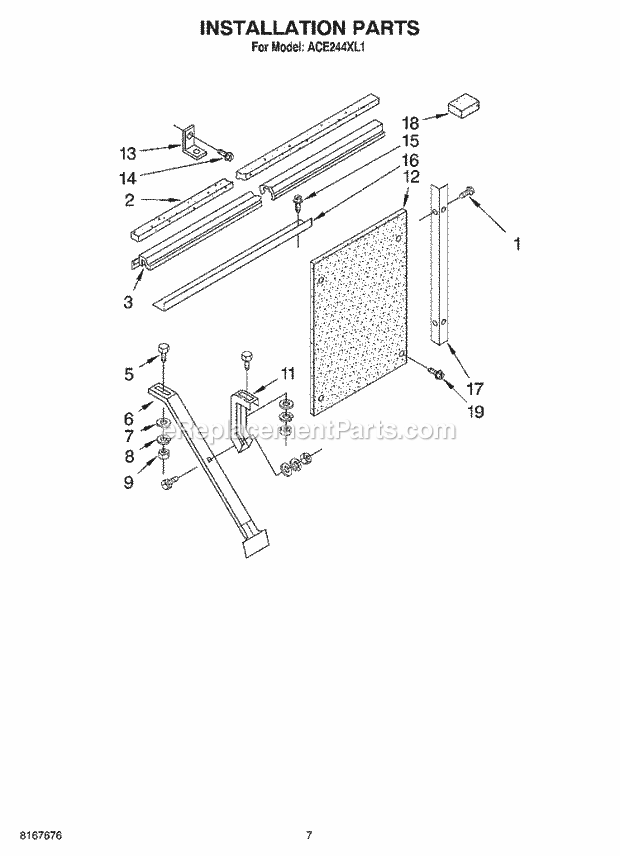 Whirlpool ACE244XL1 Air Conditioner Unit Parts Diagram