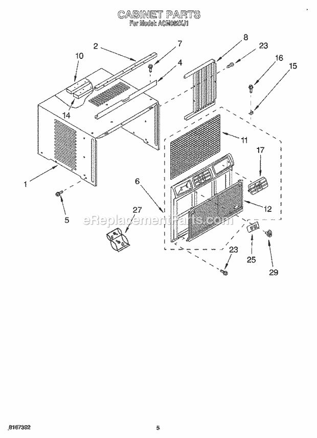 Whirlpool ACM062XJ1 Air Conditioner Cabinet Diagram