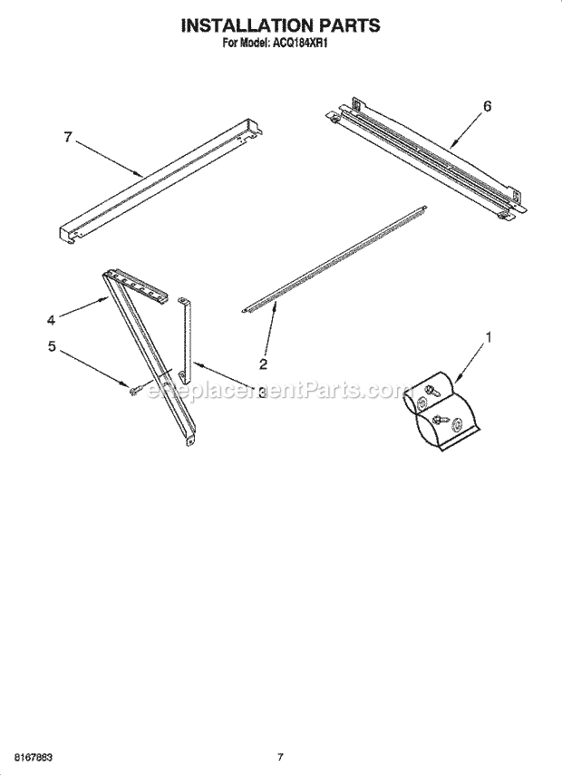 Whirlpool ACQ184XR1 Air Conditioner Installation Parts, Optional Parts (Not Included) Diagram