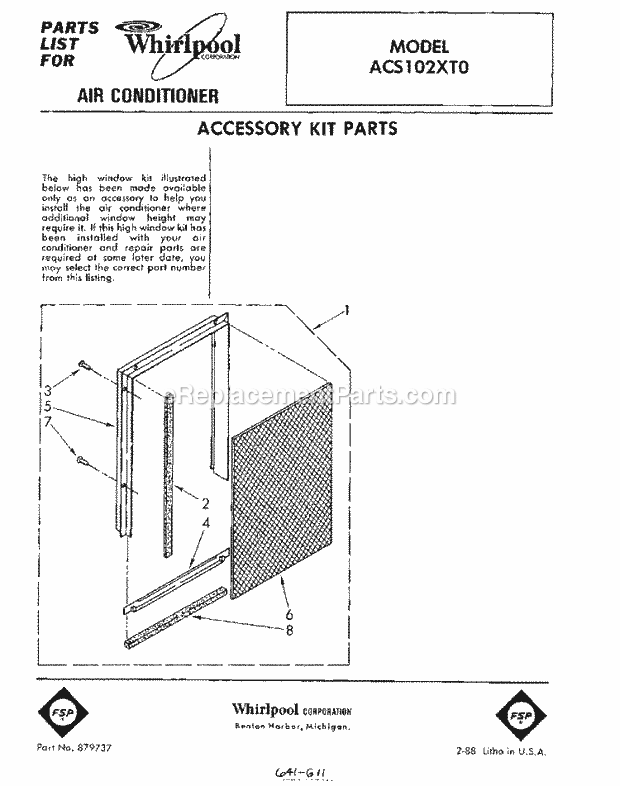 Whirlpool ACS102XT0 Air Conditioner Page B Diagram