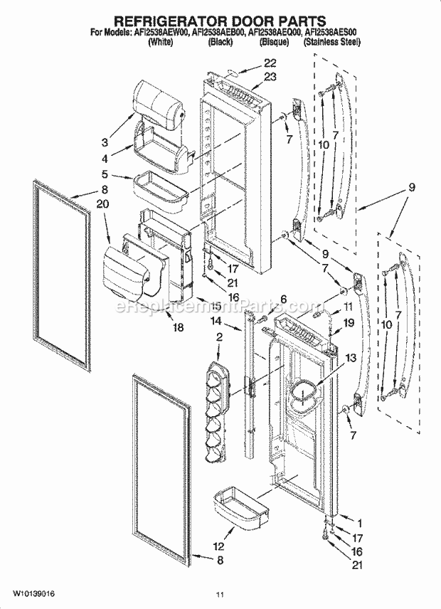 Whirlpool AFI2538AES00 Refrigerator Refrigerator Door Parts Diagram