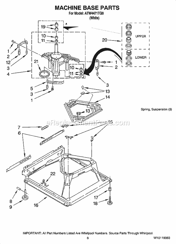 Whirlpool ATW4471TQ0 Washer Machine Base Parts Diagram