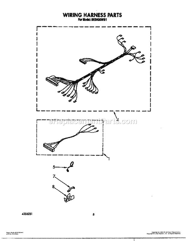 Whirlpool BES430WB1 Range Wiring Harness Diagram