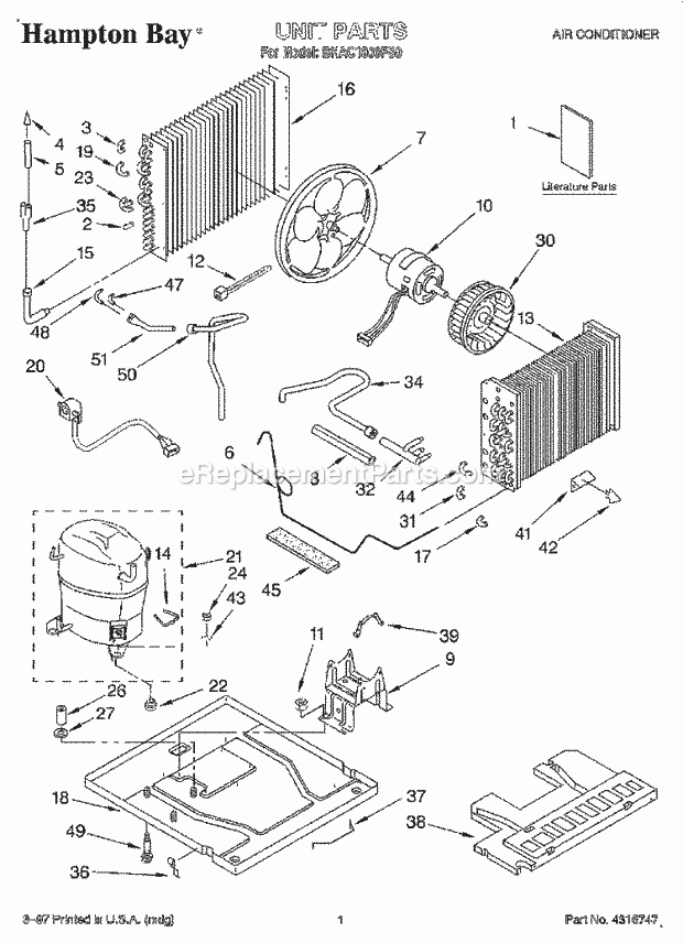 Whirlpool BHAC1800FS0 Air Conditioner Unit, Literature Diagram