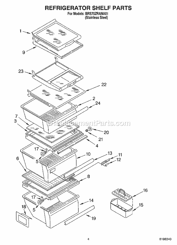 Whirlpool BRS70ZRANA01 Refrigerator Control Parts Diagram