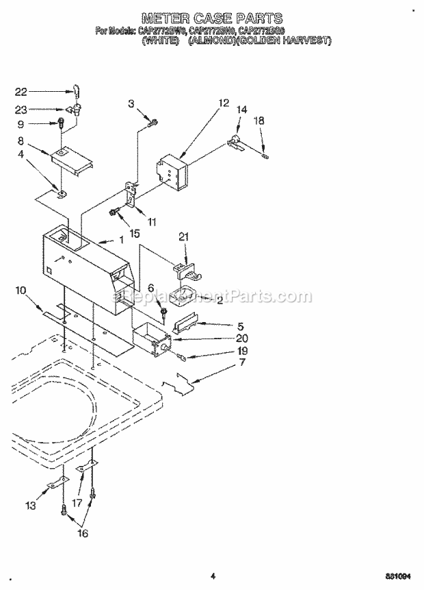 Whirlpool CAP2772BG0 Commercial Automatic Washer Meter Case Diagram