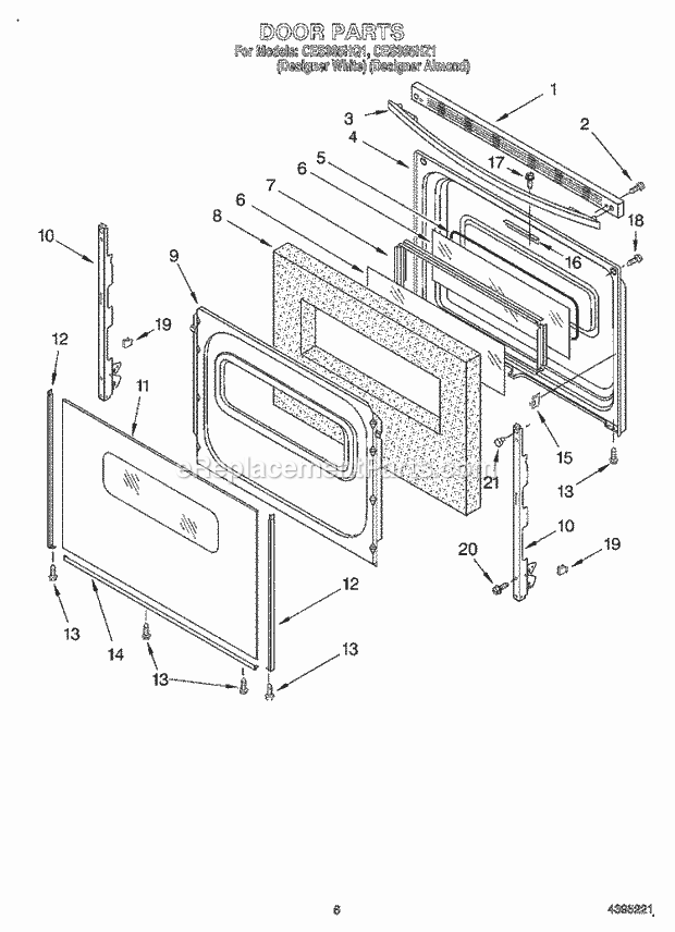 Whirlpool CES365HQ1 Electric Range Door, Optional Diagram