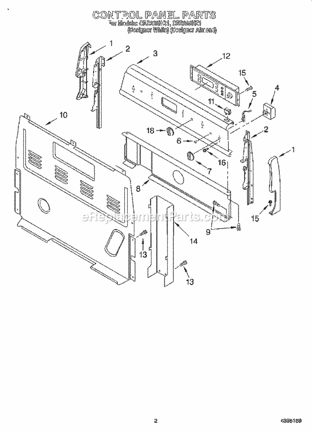 Whirlpool CES366HQ1 Freestanding Electric Range Control Panel Diagram