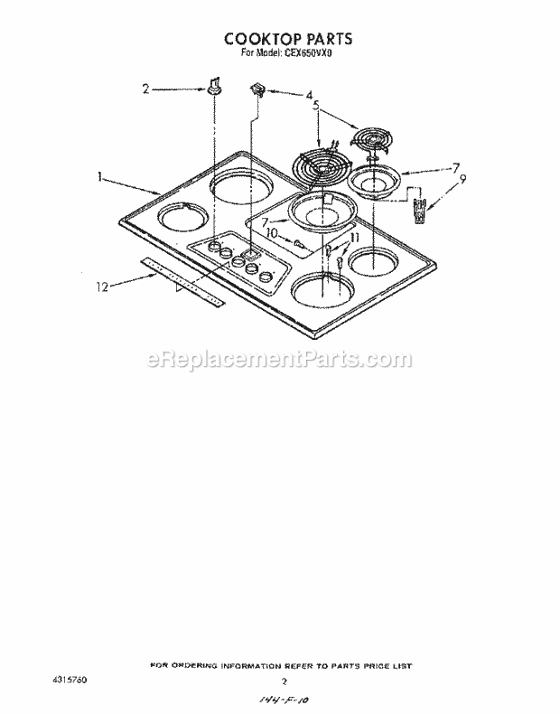 Whirlpool CEX650VL0 Range Page B Diagram