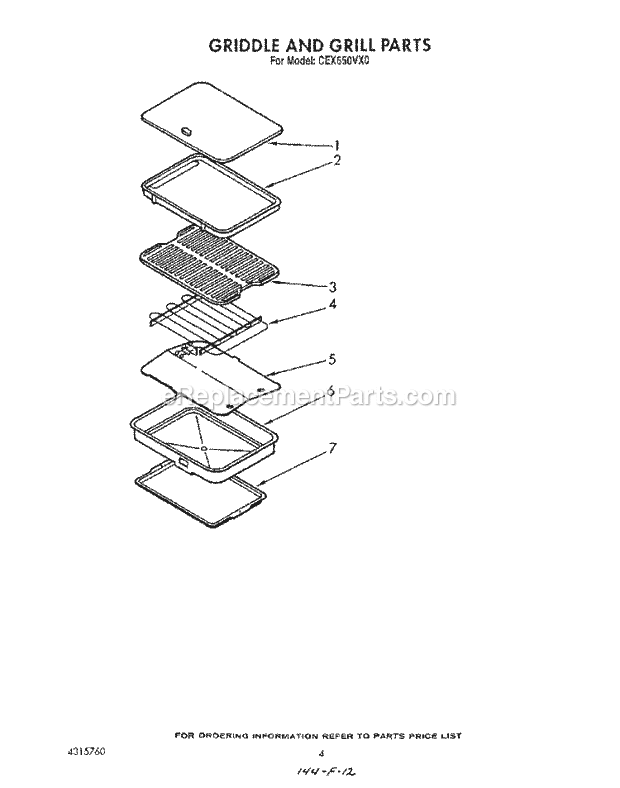 Whirlpool CEX650VL0 Range Page C Diagram