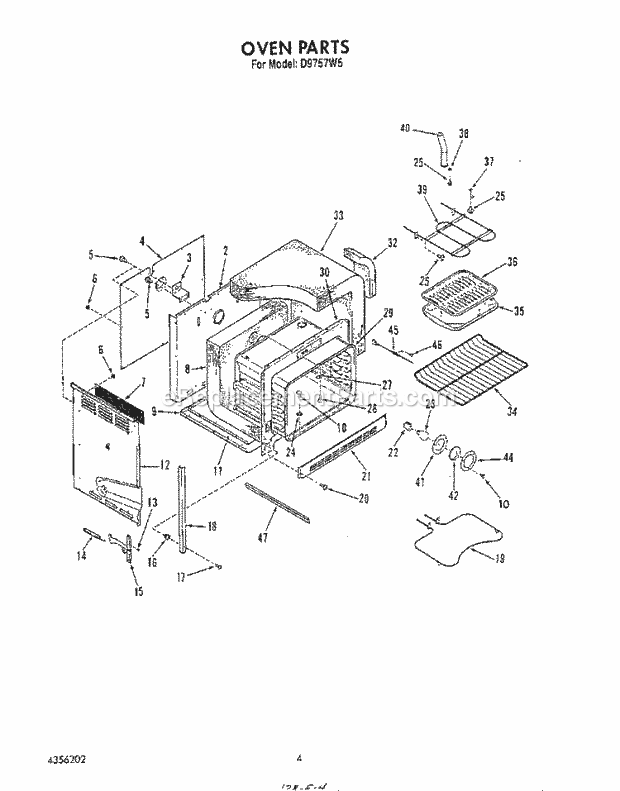 Whirlpool D9757^5 Range Oven Diagram