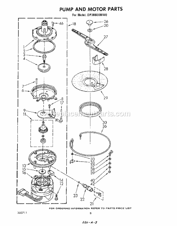 Whirlpool DP3880XMW0 Dishwasher Cabinet Diagram