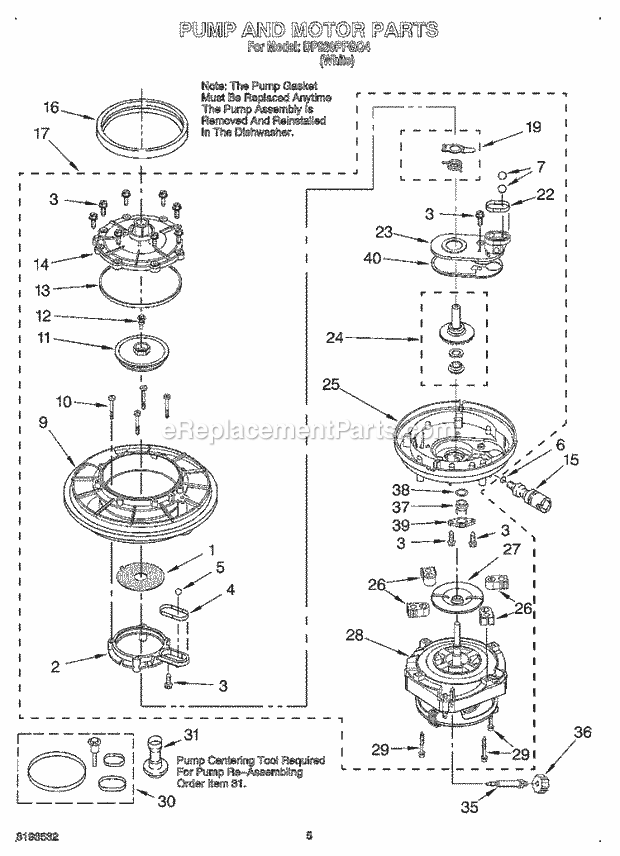 Whirlpool DP920PFGQ4 Dishwasher Inner Door Diagram