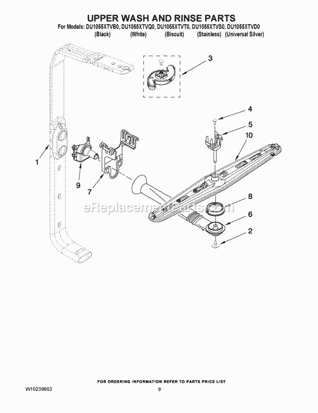 Whirlpool DU1055XTVB0 Dishwasher Door And Panel Parts Diagram