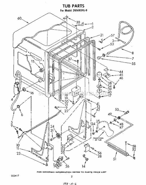 Whirlpool DU5003XL0 Dishwasher Pump And Motor Diagram