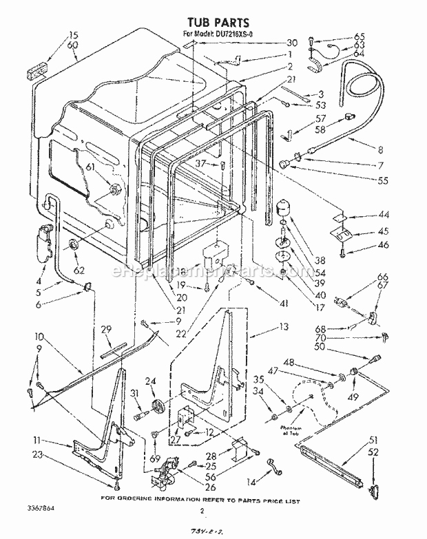 Whirlpool DU7216XS0 Dishwasher Console Diagram