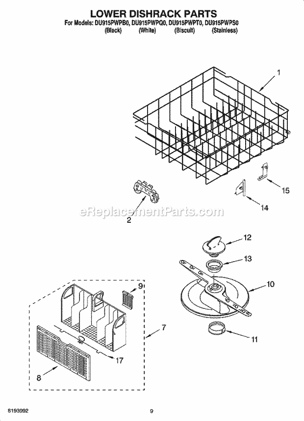 Whirlpool DU915PWPQ0 Dishwasher Frame And Console Parts Diagram