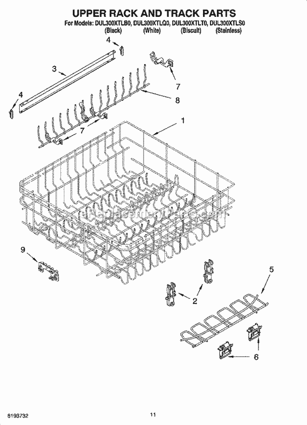 Whirlpool DUL300XTLQ0 Dishwasher Heater Parts Diagram