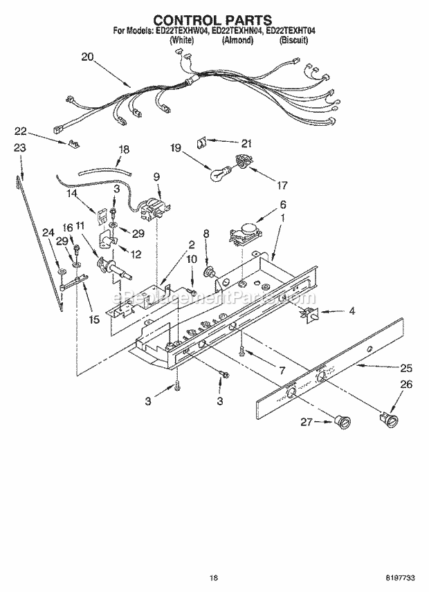 Whirlpool ED22TEXHN04 Side-By-Side Refrigerator Control Diagram