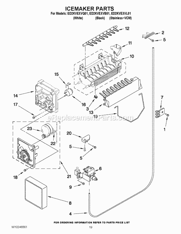 Whirlpool ED2KVEXVQ01 Side-By-Side Refrigerator Icemaker Parts Diagram