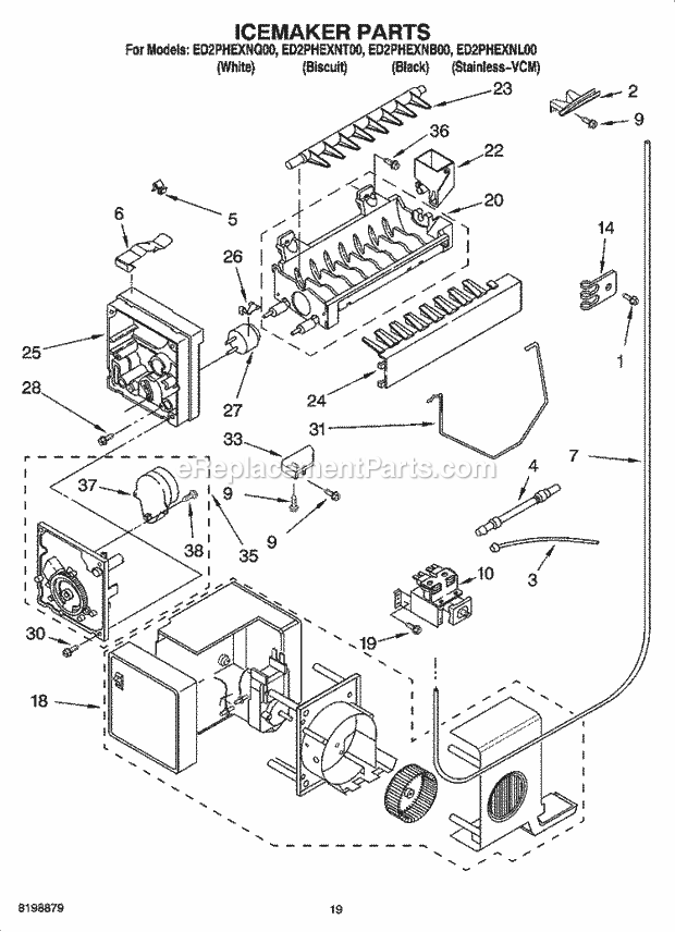 Whirlpool ED2PHEXNB00 Side-By-Side Refrigerator Icemaker Parts - Icemaker Parts - Parts Not Illustrated Diagram