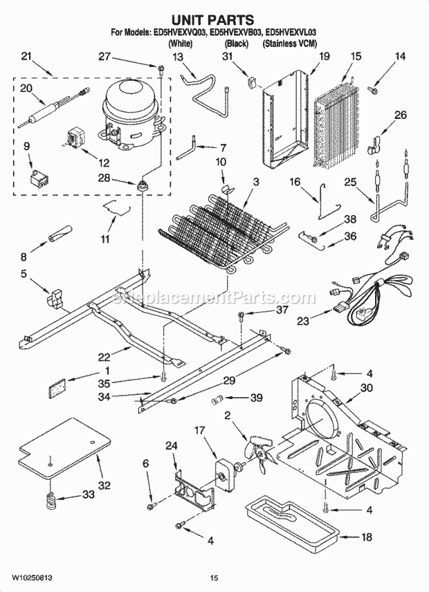 Whirlpool ED5HVEXVL03 Side-By-Side Refrigerator Unit Parts Diagram