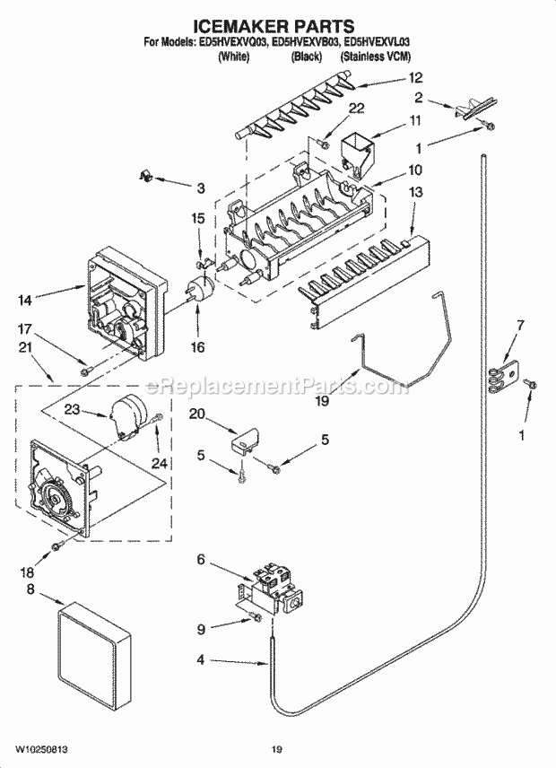 Whirlpool ED5HVEXVL03 Side-By-Side Refrigerator Icemaker Parts, Optional Parts (Not Included) Diagram