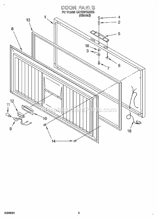 Whirlpool EH150FXEN06 Chest Freezer Page B Diagram