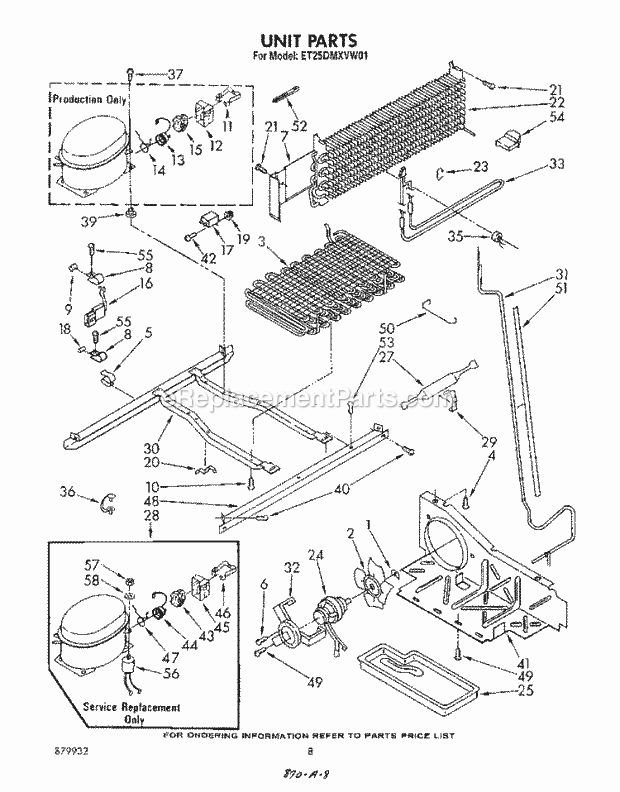 Whirlpool ET25DMXVG01 Refrigerator Unit Diagram