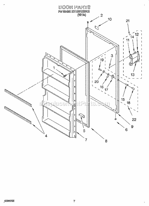 Whirlpool EV150FXGW06 Upright Vertical Freezer Door Diagram