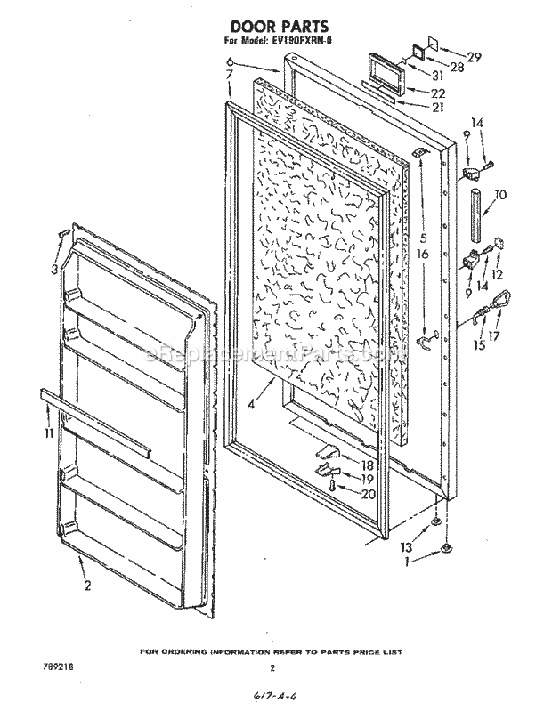 Whirlpool EV190FXRW0 Upright Freezer Door, Lit/Optional Diagram