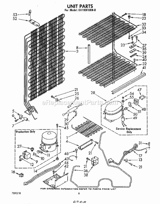 Whirlpool EV190FXRW0 Upright Freezer Unit Diagram