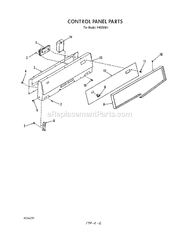 Whirlpool F4558^1 Range Control Panel Diagram