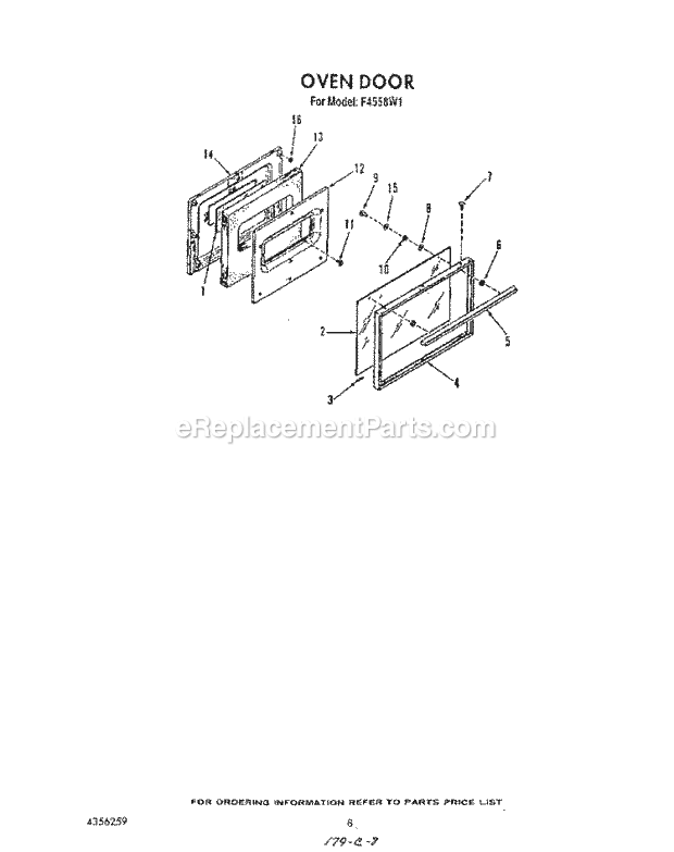 Whirlpool F4558^1 Range Oven Door Diagram