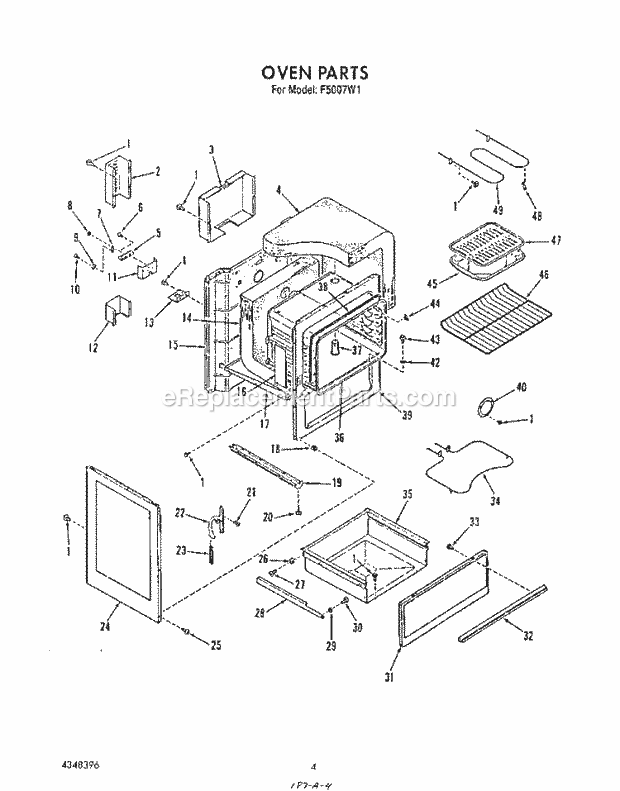 Whirlpool F5007^1 Range Oven Diagram