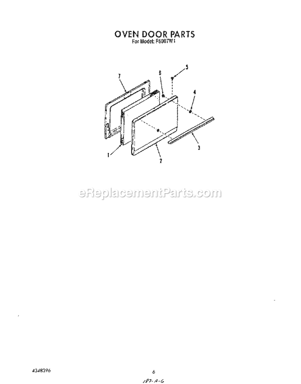 Whirlpool F5007^1 Range Oven Door Diagram