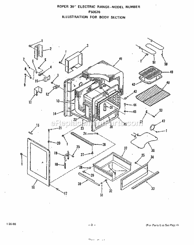 Whirlpool F5057^0 Range Body Diagram