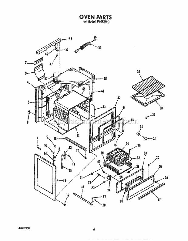 Whirlpool F6558^0 Range Oven Diagram