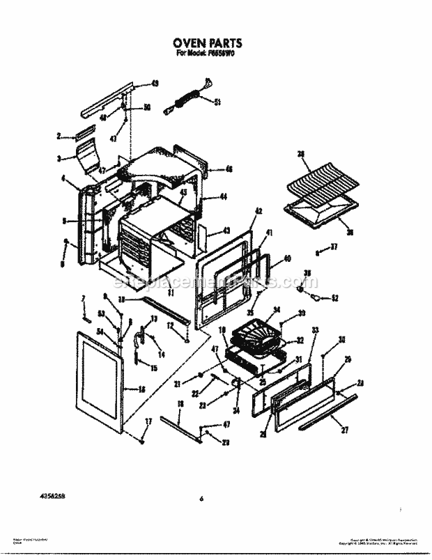 Whirlpool F6558L0 Range Oven Diagram